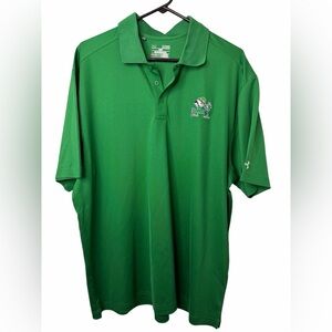 Under Armour Men's Green Short-Sleeve Polo with Notre Dame Leprechaun Logo
